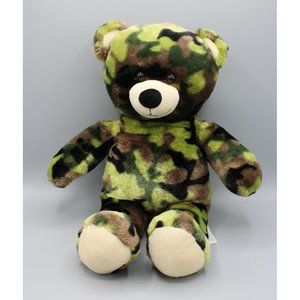 Build A Bear Green Camo Teddy Bear Plush Army Camouflage Stuffed 16" Tall